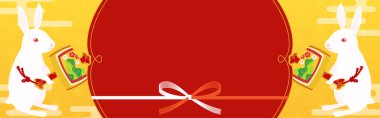 New Year's banner, Year of the Rabbit, 2023, Rabbit with a hammer, 320x100