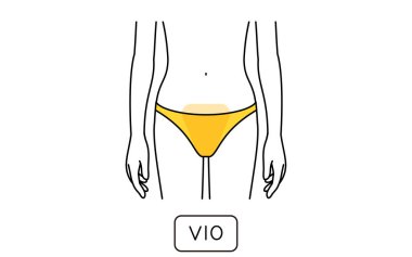 Illustration of female hair removal by part, VIO
