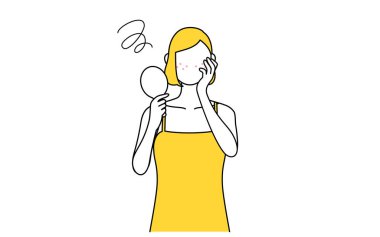 Beauty, image of women's skin care, women suffering from acne skin