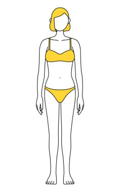 Simple line drawing of a woman in a swimsuit