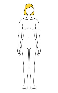 Simple line drawing of a female nude figure