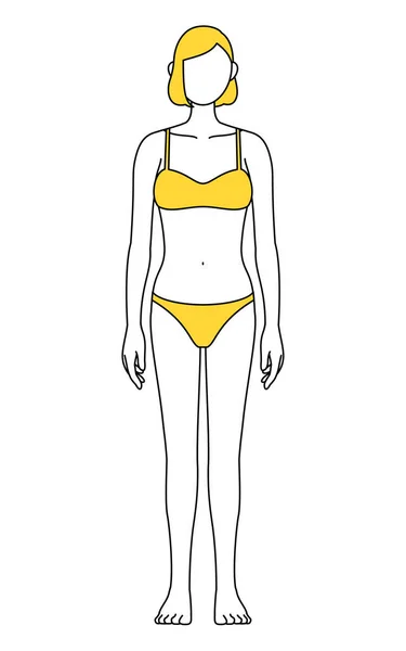 Simple Line Drawing Woman Swimsuit — ストックベクタ