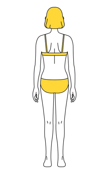 Simple Line Drawing Woman Swimsuit — Stock Vector