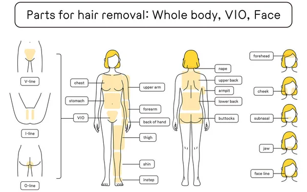 Illustration Female Hair Removal Full Body Vio Face — Vettoriale Stock