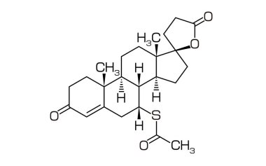 Structural formula of spironolactone, a therapeutic drug used to treat AGA and thinning hair in women