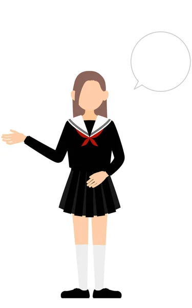 Girl Wearing School Sailor Uniform Talk Speech Bubble — ストックベクタ