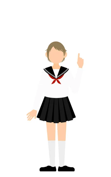 Girl Wearing White School Sailor Uniform Strike Pose Guts — Image vectorielle