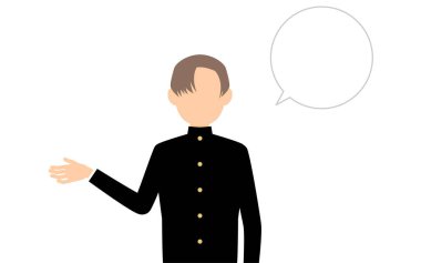 Boy wearing school uniform, Talk to me (with speech bubble)