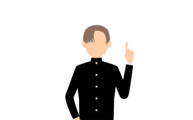 Boy wearing school uniform, Pointing and advising