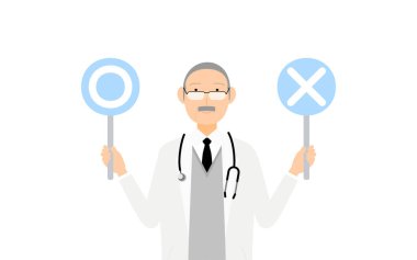 Beyaz önlüklü kıdemli erkek doktor elinde çizilmiş bir sopayla aynı cevabı veriyor.