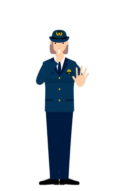Genç bayan polis poz veriyor, durdurmak için düdük çalıyor.
