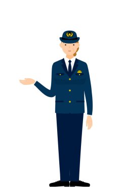 Kıdemli bayan polis poz veriyor, yolu gösterin.