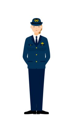 Kıdemli bayan polis poz veriyor, elleri arkada duruyor.