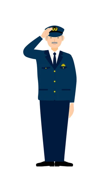 Starszy Oficer Policji Pozowanie Salute — Wektor stockowy
