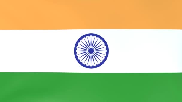 インド風になびく国旗の3Dcgアニメーション — ストック動画