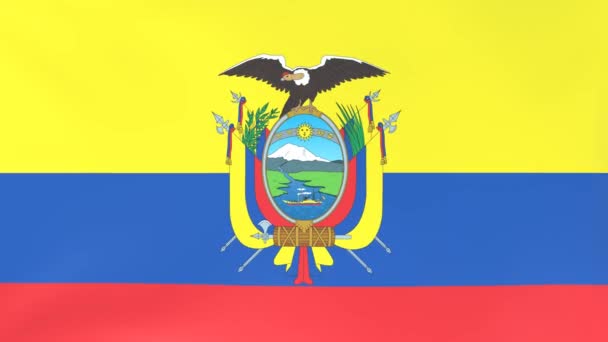 Animación 3Dcg Banderas Nacionales Ondeando Viento Ecuador — Vídeo de stock