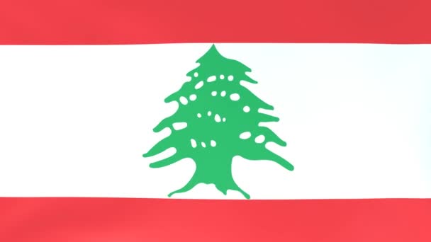 Animation 3D3D Des Drapeaux Nationaux Flottant Dans Vent Liban — Video