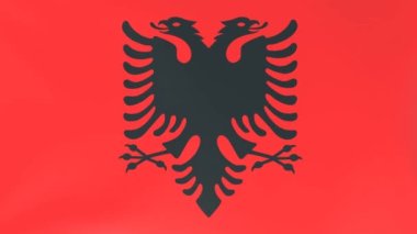 Arnavutluk 'ta rüzgarda dalgalanan ulusal bayrakların 3DCG animasyonu