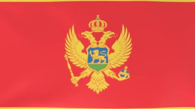 Karadağ 'da rüzgarda dalgalanan ulusal bayrakların 3DCG animasyonu