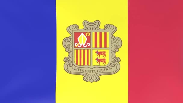 3Dcg Animace Národních Vlajek Vlající Větru Andorra — Stock video