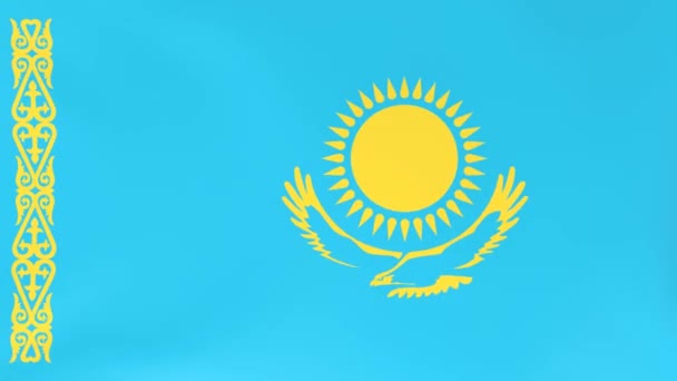 3Dcg Animation Των Εθνικών Σημαιών Κυματίζει Στον Άνεμο Καζακστάν — Αρχείο Βίντεο