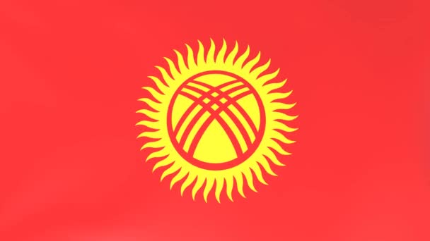 風になびく国旗の3Dcgアニメーション キルギス — ストック動画