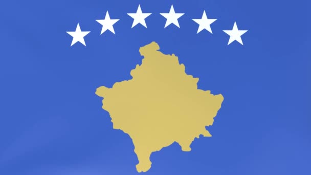 風になびく国旗の3Dcgアニメーション コソボ — ストック動画