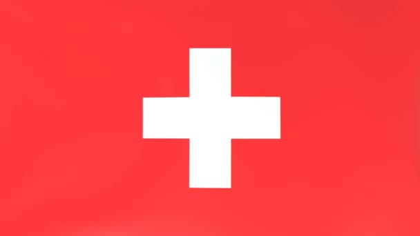 3Dcg Анімація Національних Прапорів Пурхають Вітрі Швейцарія — стокове відео