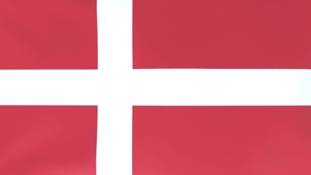 風になびく国旗の3Dcgアニメーション デンマーク — ストック動画