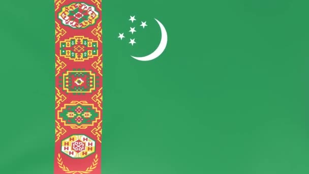 3Dcg Animatie Van Nationale Vlaggen Wapperend Wind Turkmenistan — Stockvideo