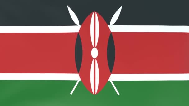 Animación 3Dcg Banderas Nacionales Ondeando Viento Kenia — Vídeo de stock