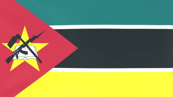 3Dcg Animace Národních Vlajek Vlající Větru Mosambik — Stock video