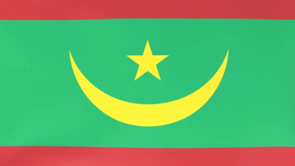 風になびく国旗の3Dcgアニメーション モーリタニア — ストック動画