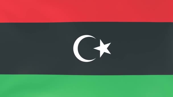 3Dcg Анимация Развевающихся Ветру Национальных Флагов Ливия — стоковое видео