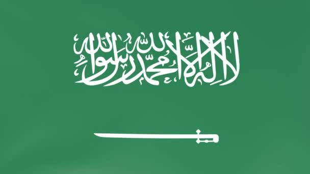 風になびく国旗の3Dcgアニメーション サウジアラビア — ストック動画