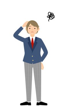 Cinsiyetsiz, spor ceketli, kafanla endişelen.