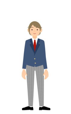 Cinsiyetsiz, ceketli üniformalı, ellerin aşağıda bir sopanın üzerinde dur..