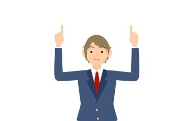 Cinsiyetsiz, spor ceketli, iki elinle yukarı kaldır.