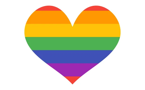 性的少数者 虹色のハートのシンボル — ストックベクタ