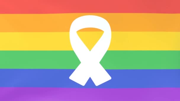3Dcg風に揺れるLgbtのシンボル 虹の旗 人権リボンのアニメーション — ストック動画