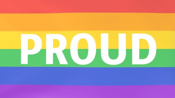 3Dcg Анімація Символу Lgbt Райдужного Прапора Логотипу Proud Розмахуючи Вітром — стокове відео