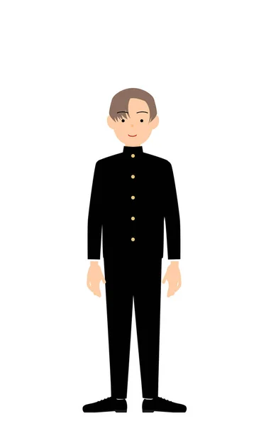 Boy Wearing School Uniform Stand Upright — Vector de stock