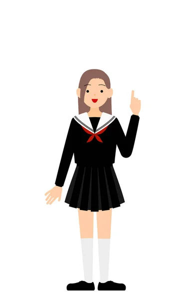 Girl Wearing School Sailor Uniform Strike Pose Guts — Vector de stock