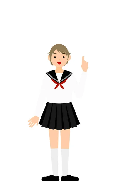 Girl Wearing White School Sailor Uniform Strike Pose Guts — 스톡 벡터