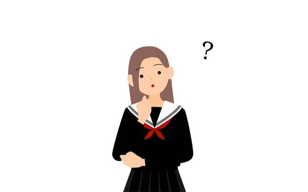 Girl Wearing School Sailor Uniform Have Doubts — Stock vektor