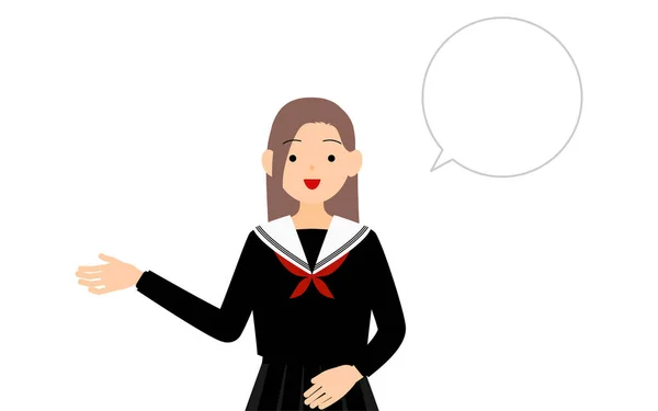 Girl Wearing School Sailor Uniform Talk Speech Bubble — Stockvektor
