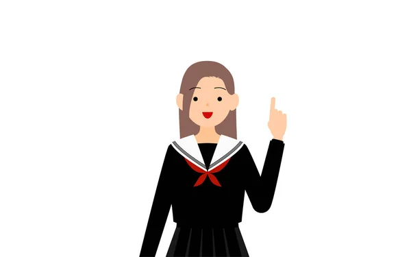Girl Wearing School Sailor Uniform Strike Pose Guts — Stockvektor