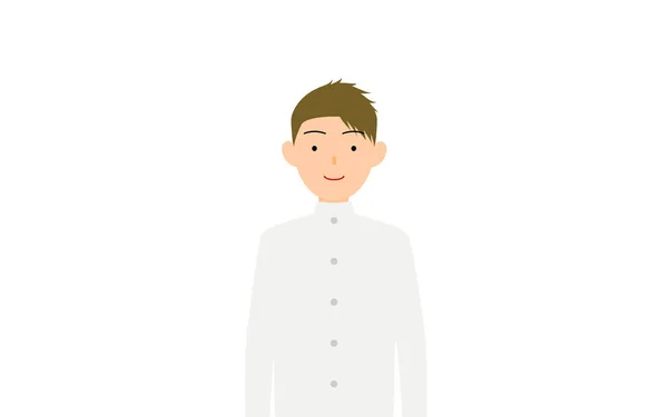 Boy Wearing White School Uniform Stand Upright — ストックベクタ