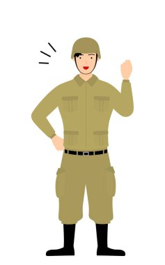 Erkek asker pozu, neşeli, cesur poz!