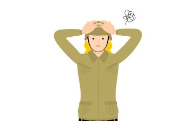 Kadın Asker Poz ver, kafanla endişelen.